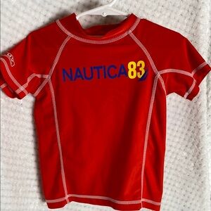 Nautica Kids Red Swim Shirt Rashguard